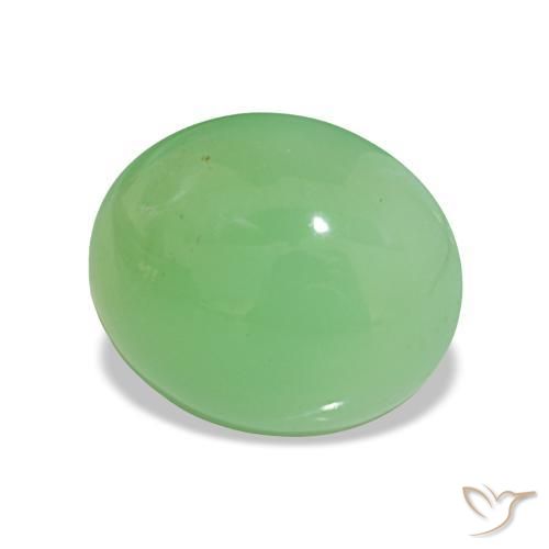 4.60 ct Green Chrysoprase Stone, Natural Chrysoprase in Oval Cabochon Shape for Sale