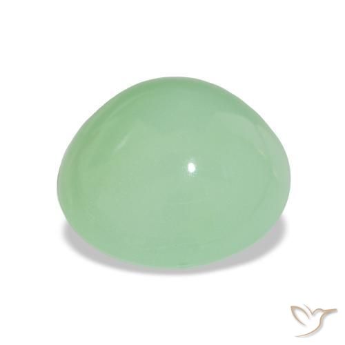 Chrysoprase Gemstone in 13.1 x 12.1 mm Size for Sale, Chrysoprase Stone in Light Moss Green Color