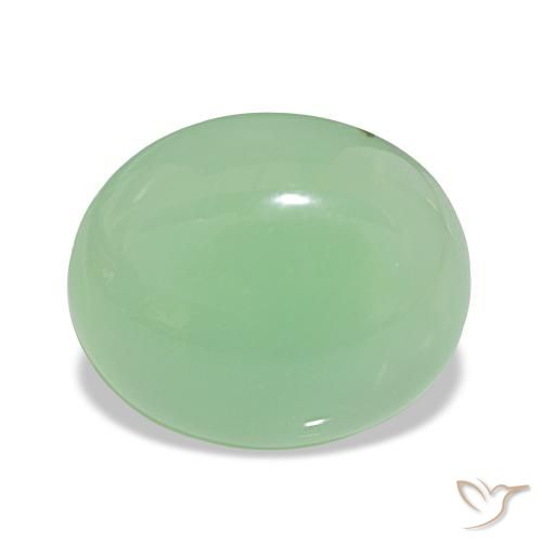 6.01 ct Green Chrysoprase Gemstone, Chrysoprase Gem in Oval Cabochon Shape for Sale.
