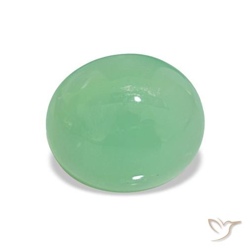 2.80 ct Green Chrysoprase Gemstone, Chrysoprase Gem in Oval Cabochon Shape for Sale.