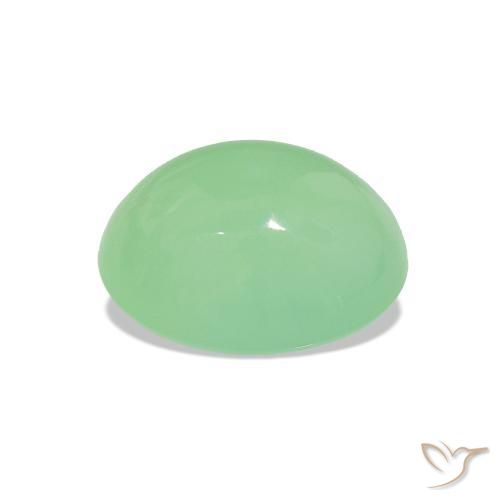 Chrysoprase Gemstone in 9 x 7 mm (calibrated) Size for Sale, Chrysoprase Stone in Warm Green Color