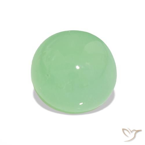 3.26 ct Green Chrysoprase Gemstone, Chrysoprase Gem in Round Cabochon Shape for Sale.
