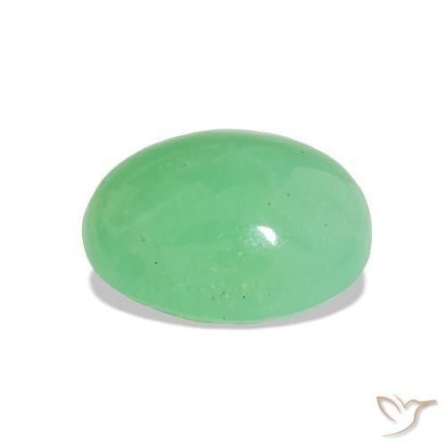 Chrysoprase Gemstone in 9.4 x 7.8 mm Size for Sale, Chrysoprase Stone in Light Shamrock Green Color