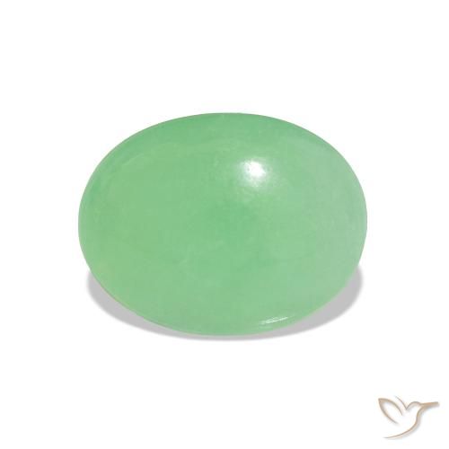 1.52 ct Green Chrysoprase Gemstone, Chrysoprase Gem in Oval Cabochon Shape for Sale.