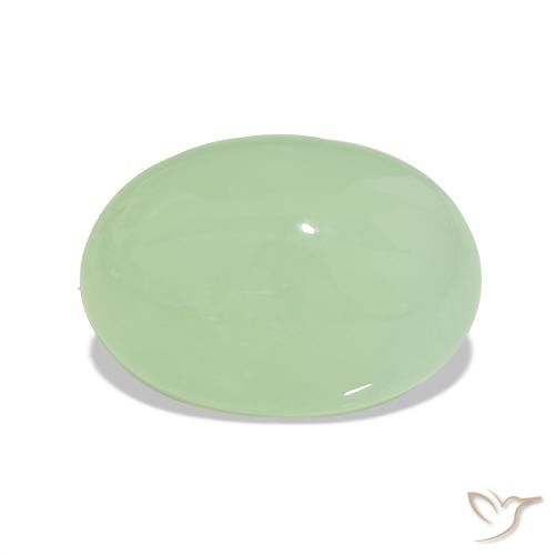 7.78 ct Green Chrysoprase Gemstone, Chrysoprase Gem in Oval Cabochon Shape for Sale.
