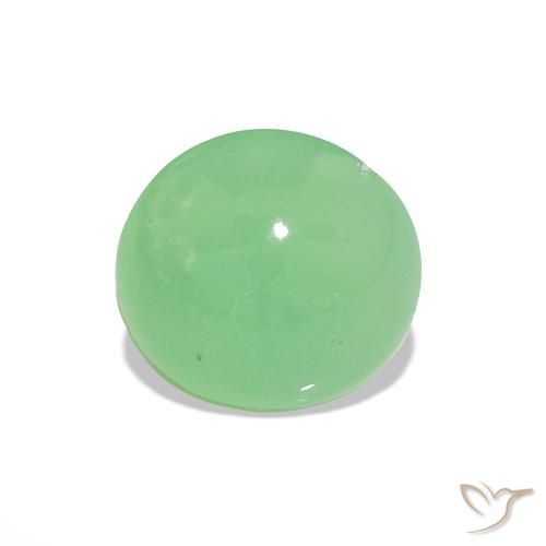 1.55 ct Green Chrysoprase Gemstone, Chrysoprase Gem in Round Cabochon Shape for Sale.