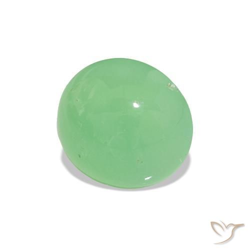 1.55 ct Green Chrysoprase Stone, Natural Chrysoprase in Round Cabochon Shape for Sale
