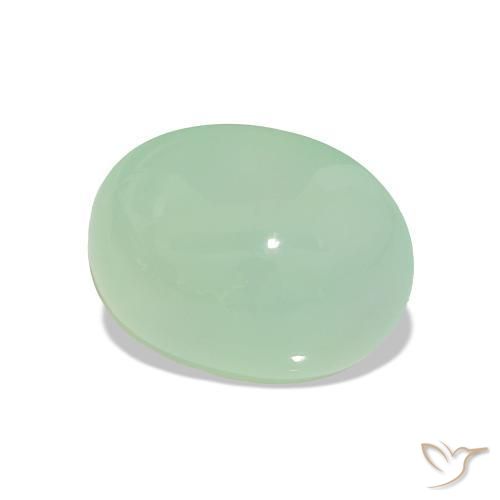 3.07 ct Green Chrysoprase Stone, Natural Chrysoprase in Oval Cabochon Shape for Sale
