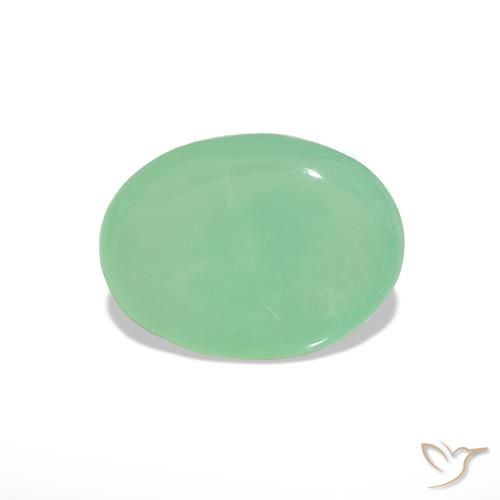 1.50 ct Green Chrysoprase Gemstone, Chrysoprase Gem in Oval Cabochon Shape for Sale.