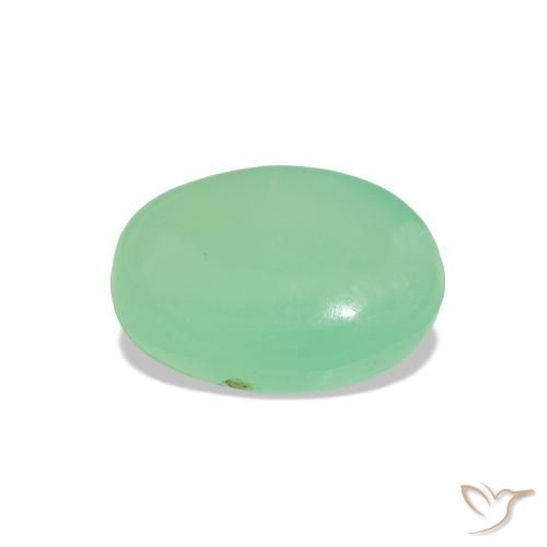Chrysoprase Gemstone in 8 x 6 mm (calibrated) Size for Sale, Chrysoprase Stone in Light Shamrock Green Color