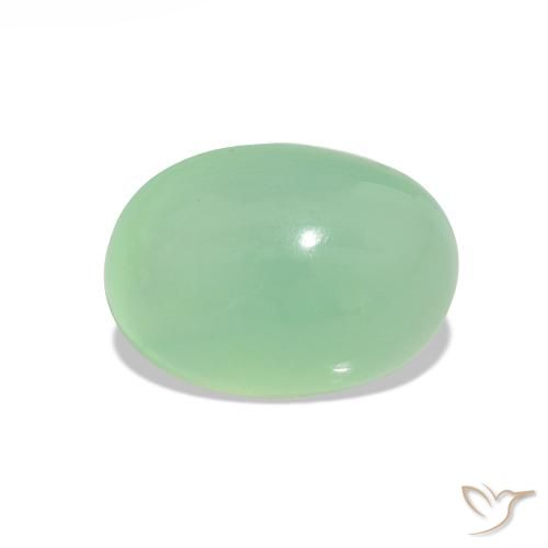 2.37 ct Green Chrysoprase Gemstone, Chrysoprase Gem in Oval Cabochon Shape for Sale.