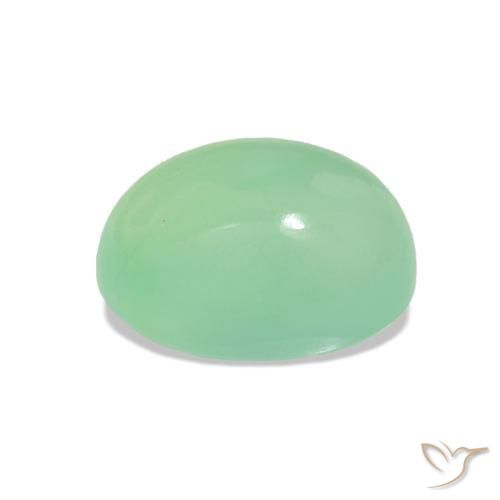 Chrysoprase Gemstone in 9.2 x 6.7 mm Size for Sale, Chrysoprase Stone in Light Sage Green Color