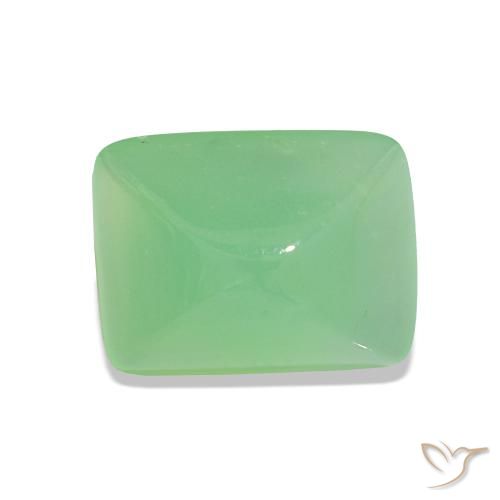 3.16 ct Green Chrysoprase Gemstone, Chrysoprase Gem in Baguette Sugarloaf Cabochon Shape for Sale.