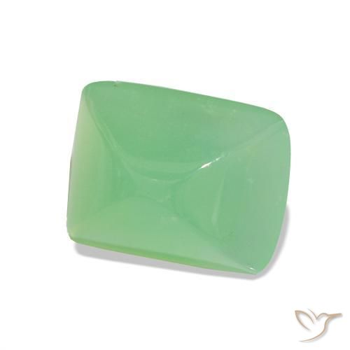 3.16 ct Green Chrysoprase Stone, Natural Chrysoprase in Baguette Sugarloaf Cabochon Shape for Sale
