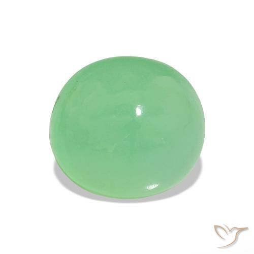 2.35 ct Green Chrysoprase Gemstone, Chrysoprase Gem in Oval Cabochon Shape for Sale.