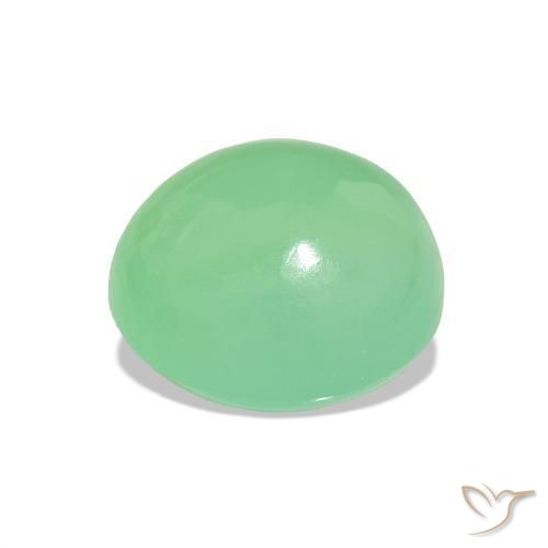 Chrysoprase Gemstone in 8.1 x 7.5 mm Size for Sale, Chrysoprase Stone in Pale Yellowish Green Color