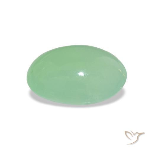 Chrysoprase Gemstone in 9.8 x 7.4 mm Size for Sale, Chrysoprase Stone in Pale Moss Green Color