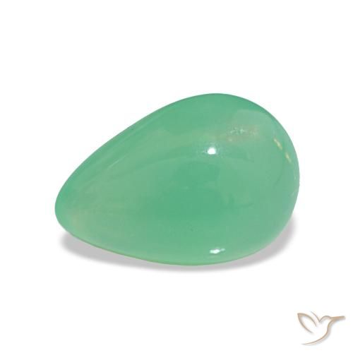 1.45ct Medium Green Chrysoprase, Pear Shape, Translucent