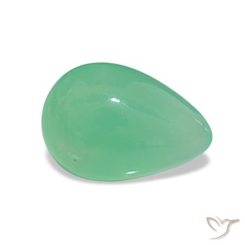 1.45 ct Green Chrysoprase Stone, Natural Chrysoprase in Pear Cabochon Shape for Sale