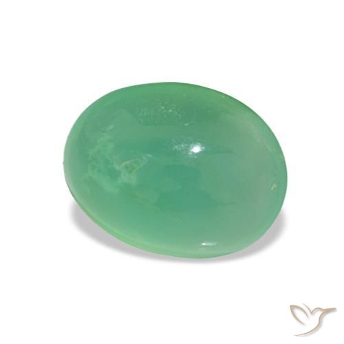 1.66 ct Green Chrysoprase Stone, Natural Chrysoprase in Oval Cabochon Shape for Sale
