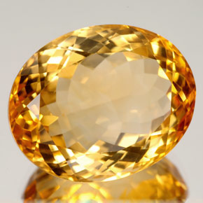 28.14 ct Yellow Citrine Stone, Natural Citrine in Oval Facet Shape for Sale