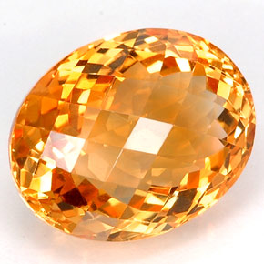 22.90 ct Yellow Citrine Stone, Natural Citrine in Oval Checkerboard Shape for Sale