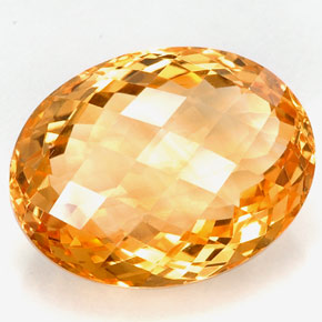 26.61 ct Yellow Citrine Stone, Natural Citrine in Oval Checkerboard Shape for Sale