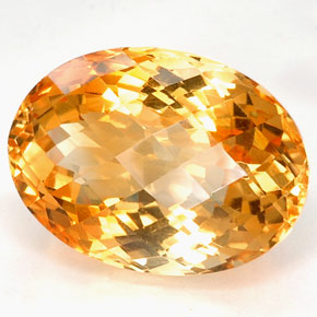 25.65 ct Yellow Citrine Gemstone, Citrine Gem in Oval Checkerboard Shape for Sale.