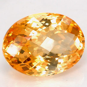 25.65 ct Yellow Citrine Stone, Natural Citrine in Oval Checkerboard Shape for Sale