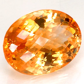 13.06 ct Yellow Citrine Stone, Natural Citrine in Oval Checkerboard Shape for Sale