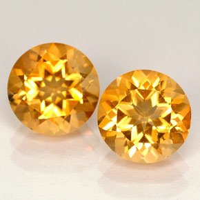 3.34 ct Orange Citrine Gemstone, Citrine Gem in Round Facet Shape for Sale.