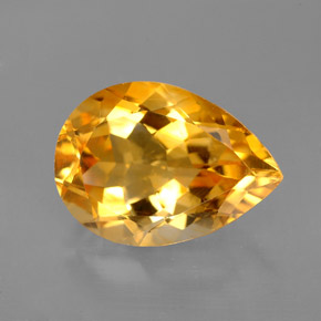 5.19 ct Yellow Citrine Gemstone, Citrine Gem in Pear Facet Shape for Sale.