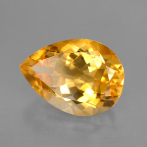 5.19 ct Yellow Citrine Stone, Natural Citrine in Pear Facet Shape for Sale