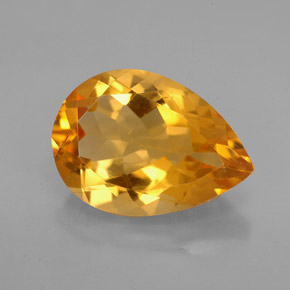 4.84 ct Yellow Citrine Gemstone, Citrine Gem in Pear Facet Shape for Sale.