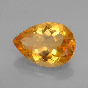 4.84 ct Yellow Citrine Stone, Natural Citrine in Pear Facet Shape for Sale