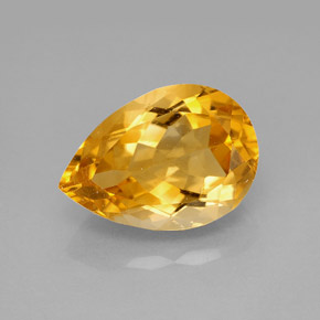 5.09 ct Yellow Citrine Gemstone, Citrine Gem in Pear Facet Shape for Sale.