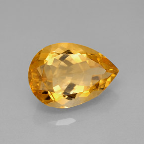 5.09 ct Yellow Citrine Stone, Natural Citrine in Pear Facet Shape for Sale