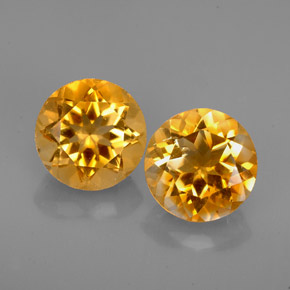3.42 ct Yellow Citrine Gemstone, Citrine Gem in Round Facet Shape for Sale.