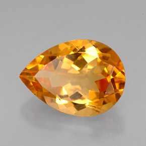 5.08 ct Yellow Citrine Gemstone, Citrine Gem in Pear Facet Shape for Sale.