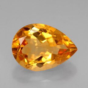 5.08 ct Yellow Citrine Stone, Natural Citrine in Pear Facet Shape for Sale