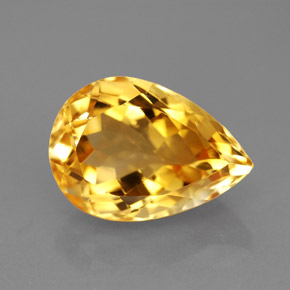 5.82 ct Yellow Citrine Gemstone, Citrine Gem in Pear Facet Shape for Sale.