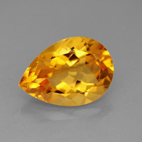 4.91 ct Yellow Citrine Gemstone, Citrine Gem in Pear Facet Shape for Sale.