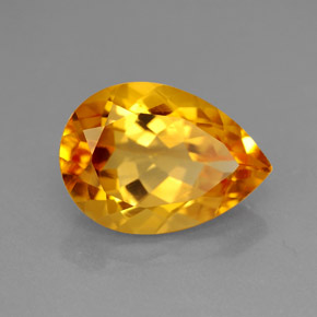 4.91 ct Yellow Citrine Stone, Natural Citrine in Pear Facet Shape for Sale