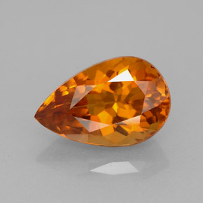3.28 ct Orange Citrine Gemstone, Citrine Gem in Pear Facet Shape for Sale.