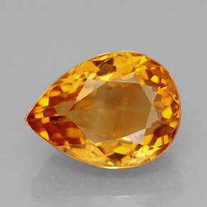 3.25 ct Orange Citrine Gemstone, Citrine Gem in Pear Facet Shape for Sale.