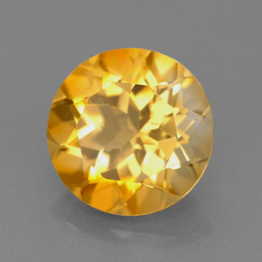 2.20 ct Yellow Citrine Gemstone, Citrine Gem in Round Facet Shape for Sale.