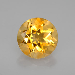 2.40 ct Yellow Citrine Gemstone, Citrine Gem in Round Facet Shape for Sale.