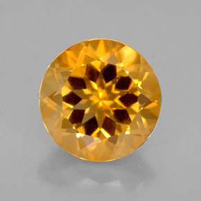 2.38 ct Yellow Citrine Gemstone, Citrine Gem in Round Facet Shape for Sale.