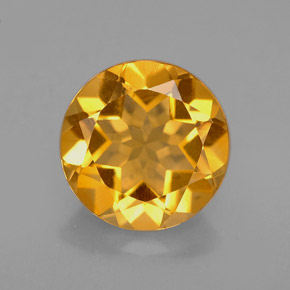 2.16 ct Yellow Citrine Gemstone, Citrine Gem in Round Facet Shape for Sale.
