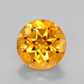 2.30 ct Yellow Citrine Gemstone, Citrine Gem in Round Facet Shape for Sale.
